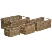 Five Simply Smart – Lot de 4 paniers déco en roseau naturel 32cm – Formes rectangulaires – Rangement esthétique et pratique – Poids total 1,62kg