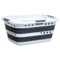 5Five Simply Smart – Panier à linge pliable 45L gris – Polypropylène et TPE – Dimensions L. 62 x l. 44 x H. 27,5 cm – Pliable pour gain de place
