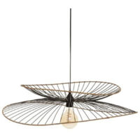 Atmosphera – Lampe suspension déco métal et rotin 69cm – Abat-jour D. 69cm – Câble 95cm – Pour espaces modernes