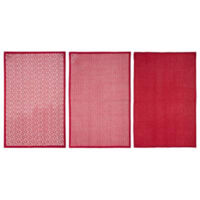 Lot de 3 Torchons "Imprimé" 45x70cm Rouge