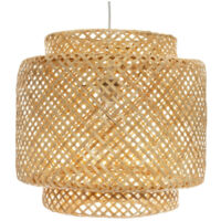 Atmosphera – Lampe suspension en bambou 40cm – Douille E27 – Puissance max 40W – Design rond naturel pour intérieur moderne
