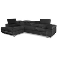 Canapé Convertible d'Angle Gauche "Toms" 275cm Noir