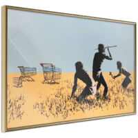 Affiche Murale Encadrée "Banksy Trolley Hunters" 30 x 20 cm Or