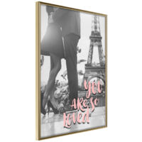 Affiche Murale Encadrée "Love in Paris" 30 x 42 cm Or