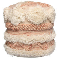 Pouf Bohème Fait à la Main "Bohist" 35cm Rose & Crème