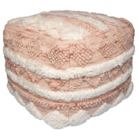 Pouf Bohème Fait à la Main "Bohist" 50cm Rose & Crème