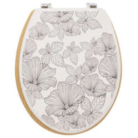 Five Simply Smart – Abattant WC imprimé Blackflora 42cm – MDF et zinc – Fixation rapide – Design moderne pour salle de bain