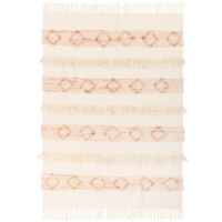 Plaid Tissé à la Main "Bohist" 130x170cm Rose & Crème