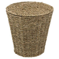 5Five Simply Smart – Poubelle de salle de bain 9L en roseau naturel – Forme ronde avec couvercle – Dimensions D. 26,5 x H. 27 cm