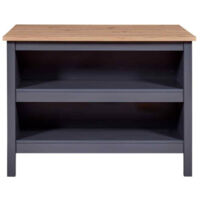 Paris Prix – Ilot de cuisine Melina 124cm – Anthracite & chêne – 2 étagères pour rangement – Panneaux de particules & MDF