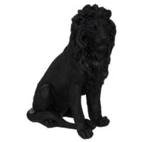 Atmosphera – Statuette déco lion en oxyde de magnésium 51cm – Design moderne – Usage intérieur et extérieur – Couleur noire