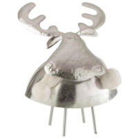 Statuette Déco "Cerf" 24cm Argent & Blanc