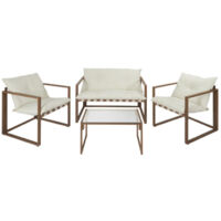 Salon de Jardin 4 Places "Cagliari" 118cm Blanc