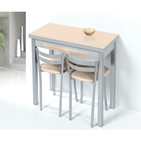 Mesa comedor con tapa de cristal y patas de madera color cristal  templado-madera Merkamueble