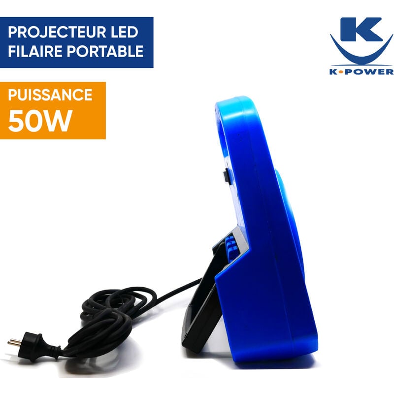 KELI - Projecteur De Chantier Led 100W Professionnel (2 Prise Femelles Au  Dos) IP54