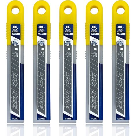 Lot de 50 lames 9mm – Lames noires ultra résistantes – Durée de vie 3 fois supérieure – Gravure laser pour coupe précise – Keli