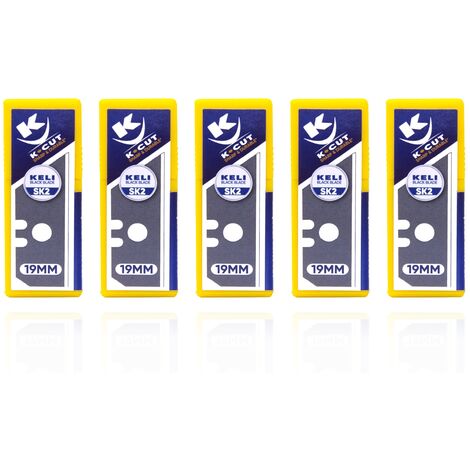 KELI - Lot De 50 Lames Sécables Trapèze Black Blade Sk2 - Durée De Vie 3 Fois Supérieure, Gravure Laser