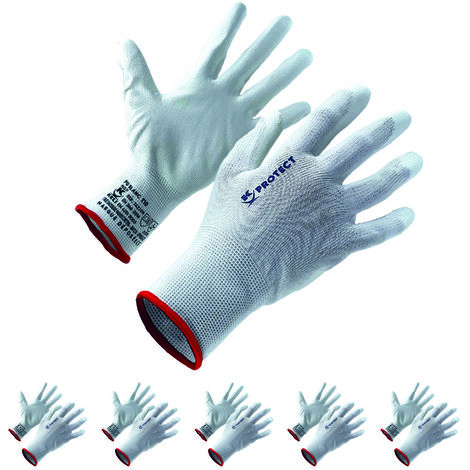 KELI - Lot 5 Gants PU Blanc T09