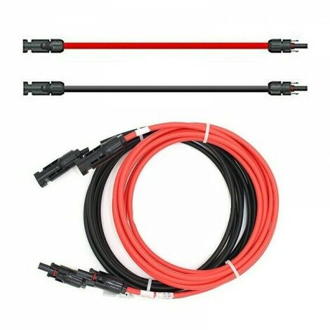 Verlängerungskabel 6mm² beidseitig kompatibel mit MC4 Solarkabel rot / schwarz inkl. Stecker 2 x 4m