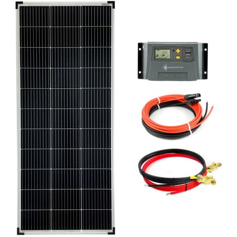 Komplettset 1x140 Watt Solarmodul 1270x590 10A Laderegler gelb Kabel Solar Photovoltaik Inselanlage