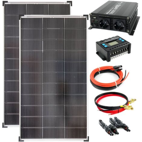 Komplettset 2x120 Watt Solarmodul 1070x585 NM1000 Watt Wandler 20A Laderegler Photovoltaik Inselanla