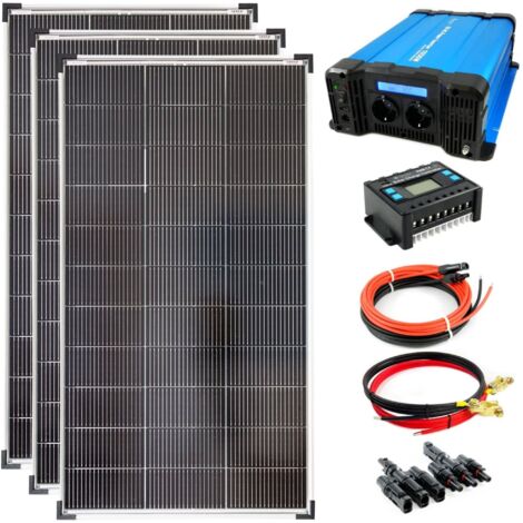 Komplettset 3x120 Watt Solarmodul 1070x585 1500 Watt FS1500D12V Spannungswandler 30A Laderegler