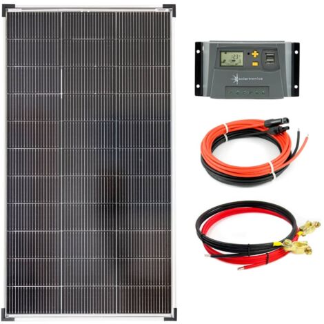 Komplettset 1x120 Watt Solarmodul 1070x585 10A Laderegler gelb Kabel Solar Photovoltaik Inselanlage
