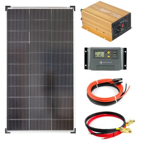 Komplettset 1x120 Watt Solarmodul 1070x585 600 Watt NP600 Wandler 10A Laderegler gelb