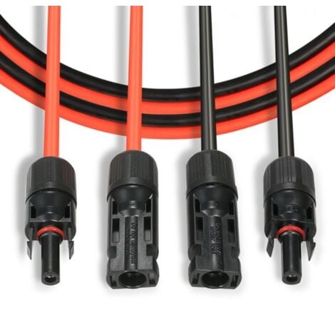 Verlängerungskabel 6mm² beidseitig kompatibel mit MC4 Solarkabel rot / schwarz inkl. Stecker 2 x 2m