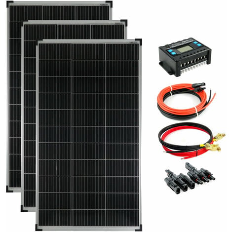 Komplettset 3x140 Watt Solarmodul 30A Laderegler Kabel Stecker Solar  Photovoltaik Inselanlage