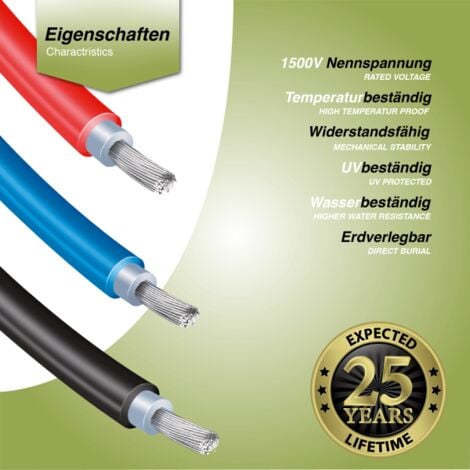 Verlängerungskabel 4mm² beidseitig kompatibel mit MC4 Solarkabel rot / schwarz inkl. Stecker 2 x 5m