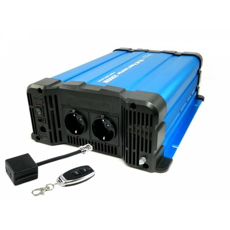 Spannungswandler FS2000DR 24V 2000 Watt reiner Sinus BLAU Inverter Fernbedienung optional Mit Funkfernbedienung CRW88