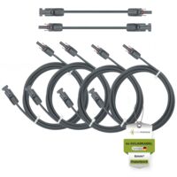 Solarkabel Doppelpack 4x PV-Kabel 6mm² H1Z2Z2-K Schwarz & Schwarz mit Solarstecker 4 x 10m - 6mm²