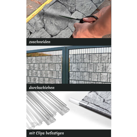 R.G. Sichtschutzstreifen Rattan 255cm - Für Doppelstabmatten Inkl. Clips