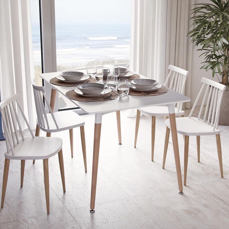 Versa Meera Tavolo da pranzo per cucina, terrazzo, giardino o sala da pranzo,  Misure (A x L x l) 73 x 80 x 120 cm, Legno, Colore Bianco