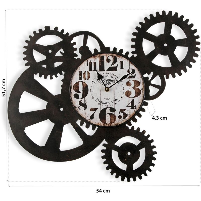 Versa Haupiri Orologio da parete Decorativo per cucina, soggiorno, sala da  pranzo o camera da letto, Misure (A x L x l) 51,7 x 4,3 x 54 cm, Metallo,  Colore Nero