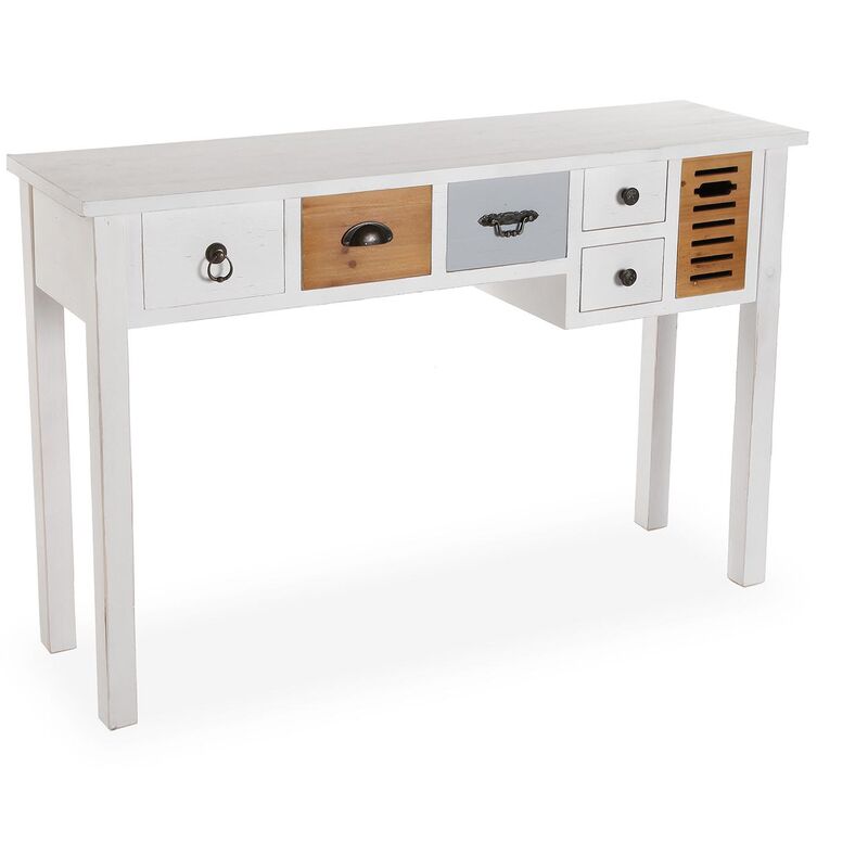 Versa Areti Consolle ingresso, Tavolo Consolle, Tavolino Ingresso, Tavolo  salotto, con 6 cassetti, Misure (A x L x l) 79 x 34 x 120 cm, Legno, Colore  Marrone e bianco