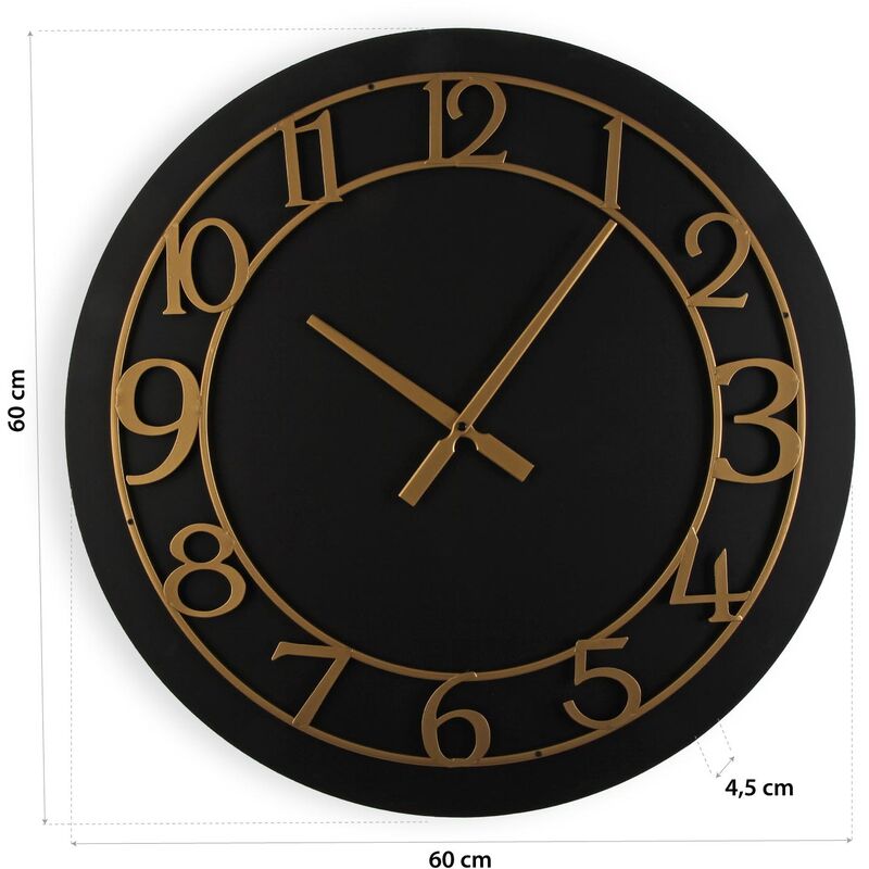 Orologio da parete grande vintage retrò XXL, 80 cm di diametro, in metallo  industriale, colore oro antico : : Casa e cucina