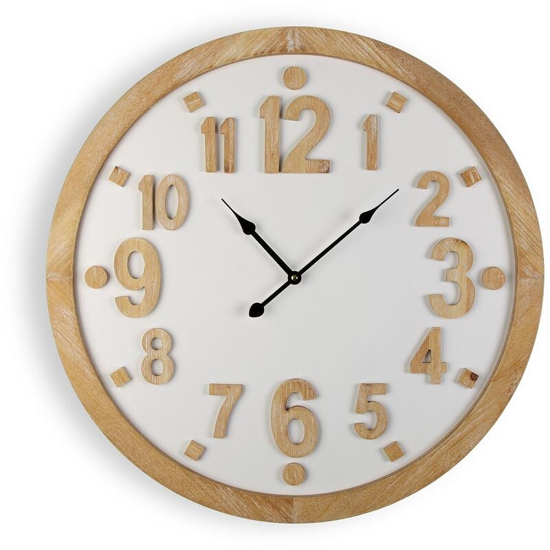 Versa Bray Orologio da parete Decorativo per cucina, soggiorno, sala da  pranzo o camera da letto, Misure (A x L x l) 60 x 3 x 60 cm, Legno MDF,  Colore Bianco e marrone