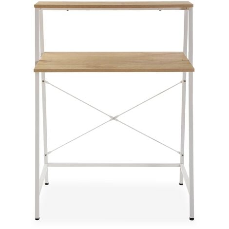 Versa Tokio Scrivania per Computer e Scrittoio Salvaspazio, Piccolo Tavolo  da Ufficio, Salotto o Studio di Casa, Misure (A x L x l) 104 x 48 x 80 cm,  Legno e metallo, Colore Bianco