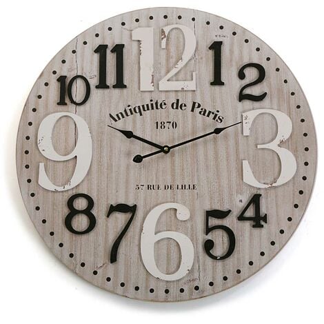 Versa Charleville Orologio da parete Decorativo per cucina, soggiorno, sala  da pranzo o camera da letto, Misure (A x L x l) 60 x 4,5 x 60 cm, Legno,  Colore Grigio e nero