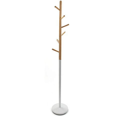 Versa Holstebro Appendiabiti da terra in stile Minimalista, Attaccapanni da  terra per Ingresso, con 6 ganci o appendiabiti , Misure (A x L x l) 180 x  28 x 28 cm, Metallo e legno, Colore Bianco