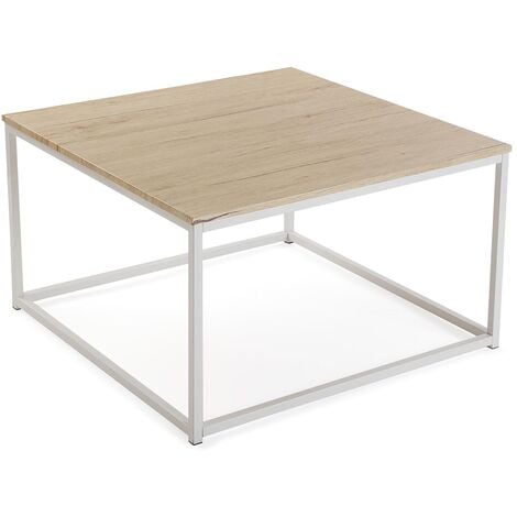 Versa Taline Tavolino basso da caffè Tavolo Divano, Tavolino da salotto,  Misure (A x L x l) 46 x 80 x 80 cm, Legno e metallo, Colore Bianco