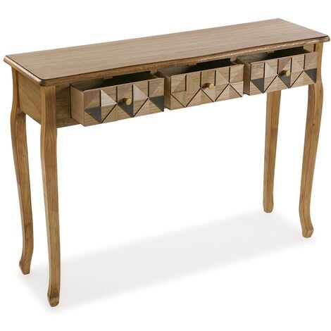 Versa Elva Consolle ingresso, Tavolo Consolle, Tavolino Ingresso, Tavolo salotto, con 3 cassetti, Misure (A x L x l) 78,5 x 109 x 30 cm, Legno, Colore Marrone