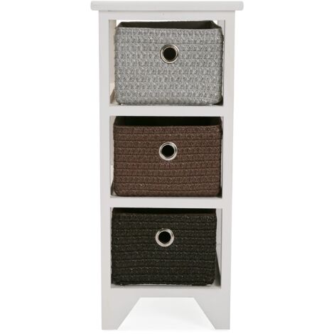 VERSA Minden - Mobiletto Bagno Salvaspazio Con 2 Ripiani, 81x40x29,5 Cm, Legno, Finitura Marrone E Bianco