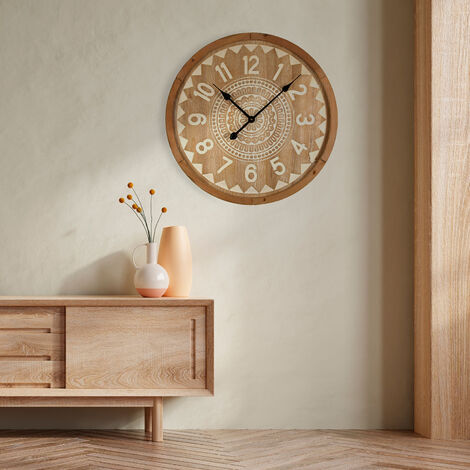 Versa Stump Orologio da parete Decorativo per cucina, soggiorno, sala da  pranzo o camera da letto, Misure (A x L x l) 60 x 5 x 60 cm, Legno MDF,  Colore Marrone e bianco