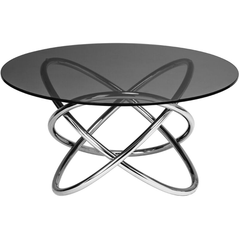 Round silver and store glass coffee table