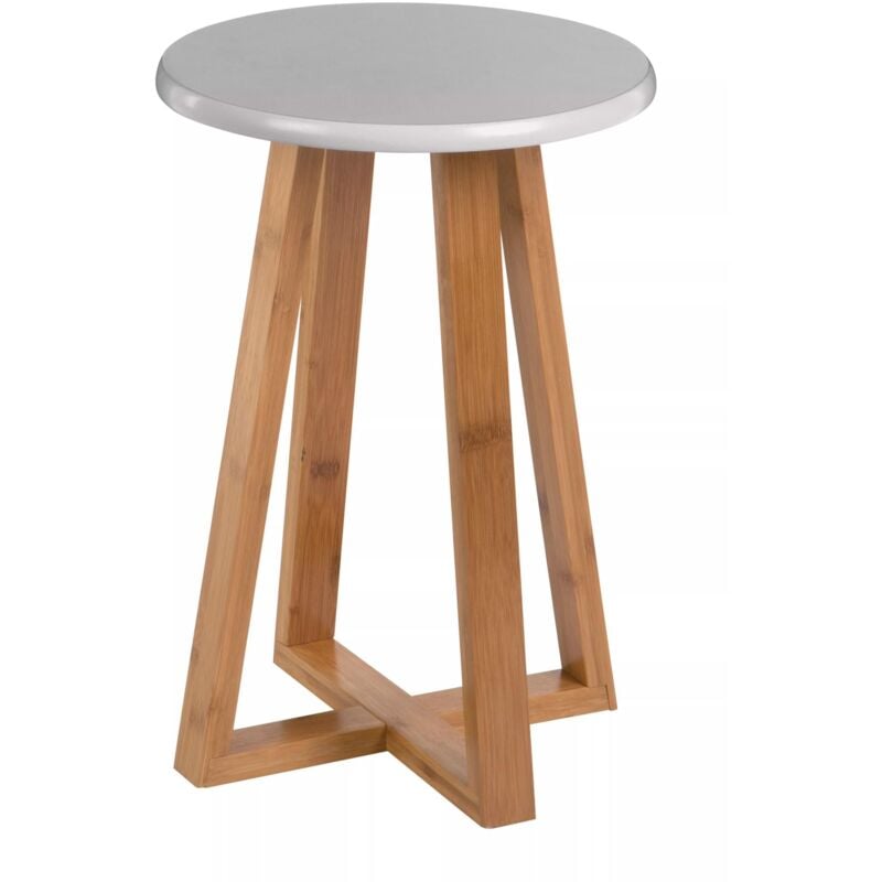 Premier Housewares Round Wooden Stool Bamboo Small Wooden Stool Stacking Stools Small Stool Wooden Stools Grey Finish Wood Stool 43 x 30 x 30 cm