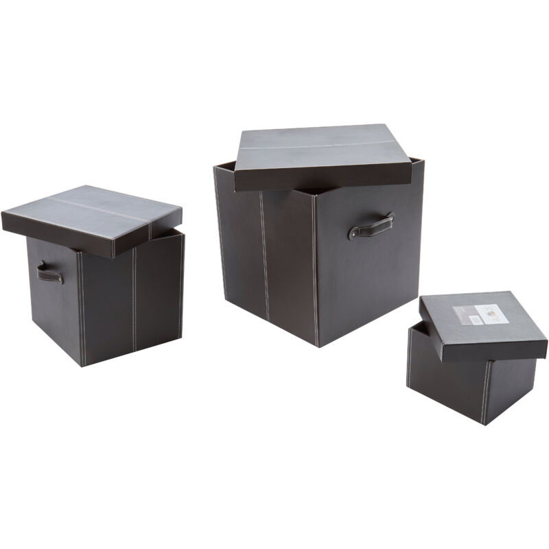 Premier Housewares Dark Brown Storage Boxes Set of 3 Box With Lid and  Handles/ Food Container/ Dog Food Storage Airtight Kitchen Storage  Containers 42 x 42 x 42