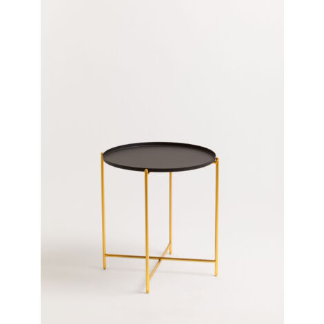 Interiors by Premier Black Top Side Table, Contrasting Materials Of Side Tables by Couch, Durable And Easy To Care Corner Table (1/5)
